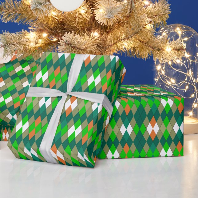 Multicolor geometric pattern rhombuses minimalism wrapping paper (Holidays)