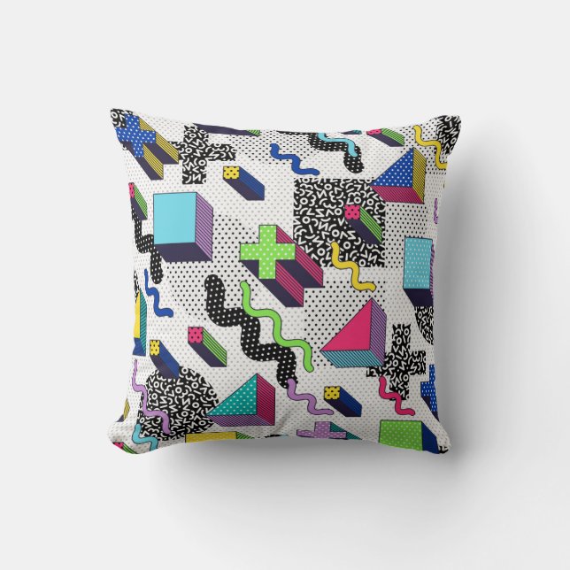 Multicolor geometric shapes, retro pattern. cushion (Front)