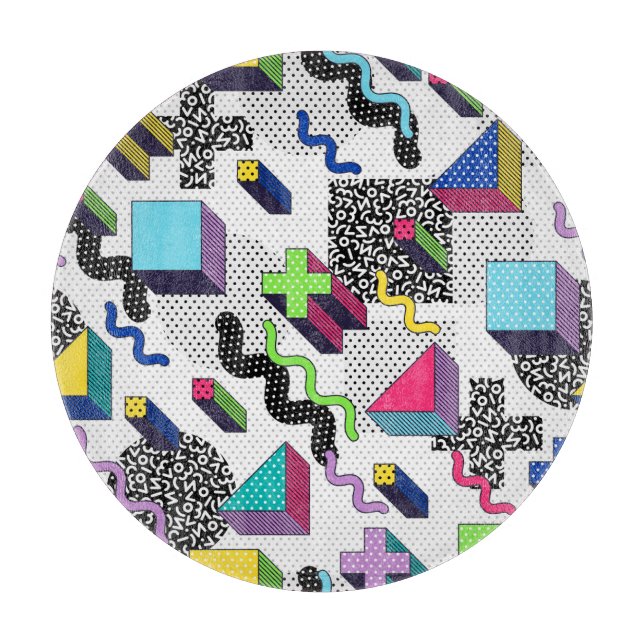 Multicolor geometric shapes, retro pattern. cutting board (Front)