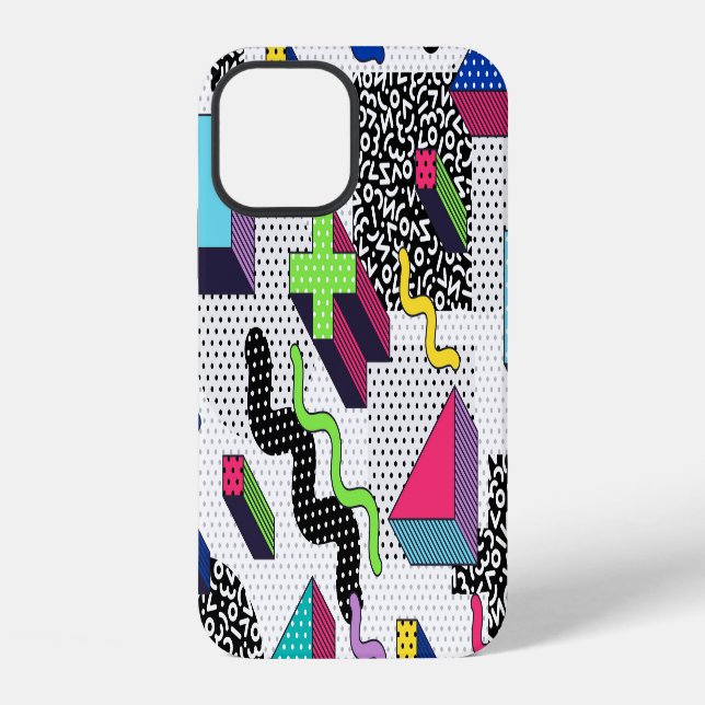 Multicolor geometric shapes, retro pattern. iPhone case (Back)