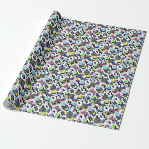 Multicolor geometric shapes, retro pattern. wrapping paper