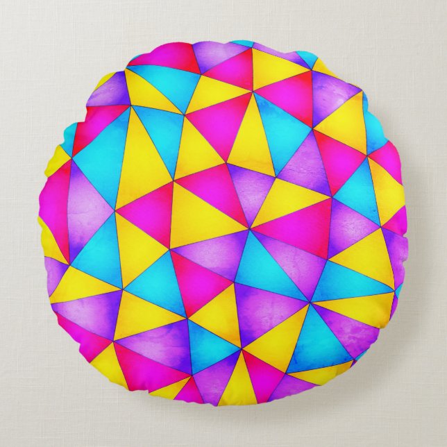 Multicolor Geometrical Shapes Throw Pillow (Front)