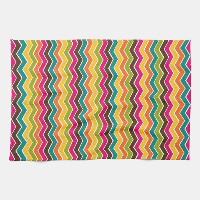 Multicolor girly chevron tea towel (Horizontal)