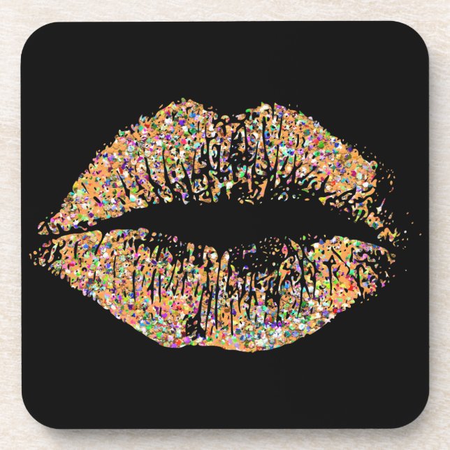 Multicolor Glitter Lips Coaster (Front)