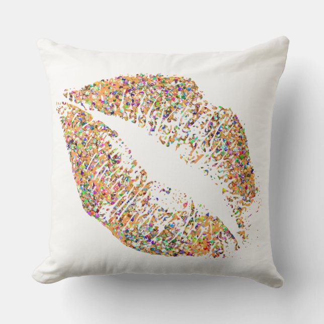 Multicolor Grit Glitter Lips #15 Cushion (Front)
