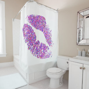 Multicolor Grit Glitter Lips #21 Shower Curtain
