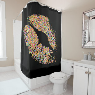 Multicolor Grit Glitter Lips #2 Shower Curtain
