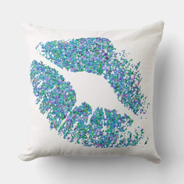 Multicolor Grit Glitter Lips #4 Cushion (Front)