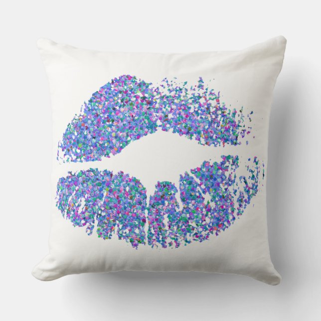 Multicolor Grit Glitter Lips Cushion (Front)