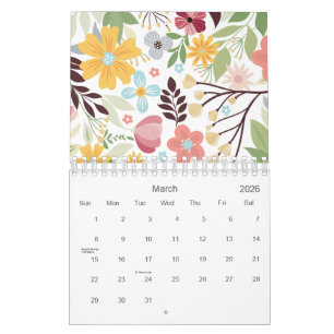 Multicolor Hand Drawn Floral 2026 Calendar