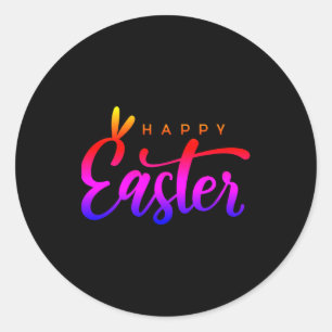Multicolor happy easter classic round sticker