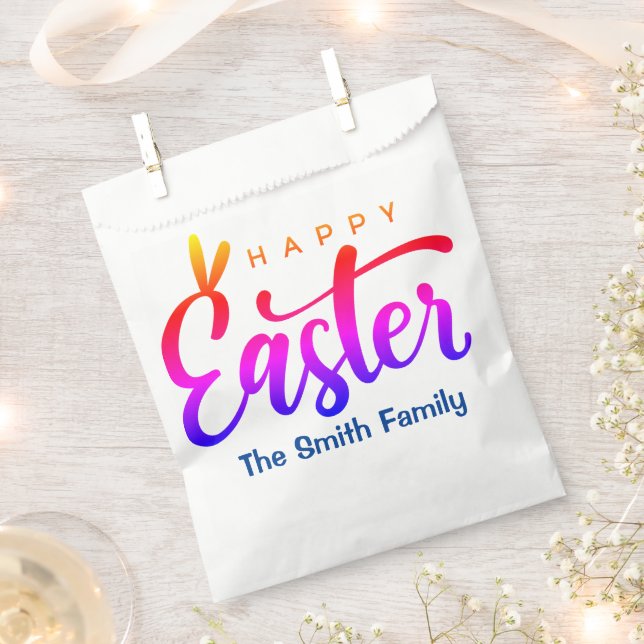 Multicolor Happy Easter  Favour Bag (Clipped)