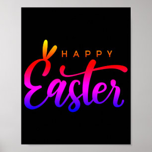 Multicolor happy easter poster