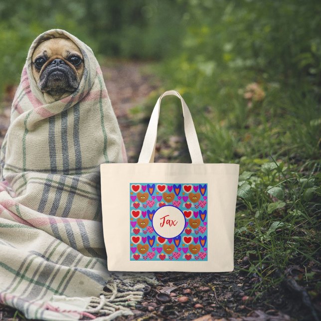 Multicolor heart eyeball collage colourful  large tote bag (Creator Uploaded)