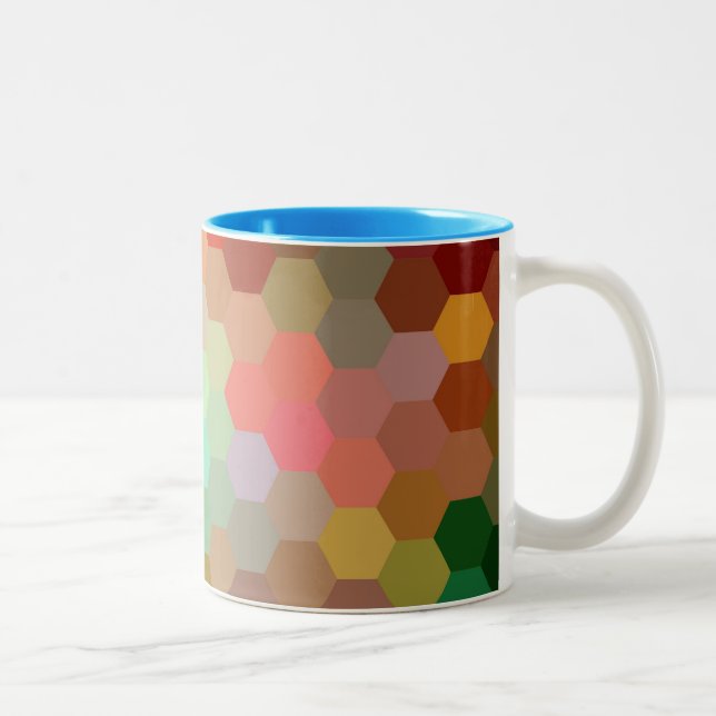 Multicolor Hexagon Chevron Pattern 2 Two-Tone Coffee Mug (Right)