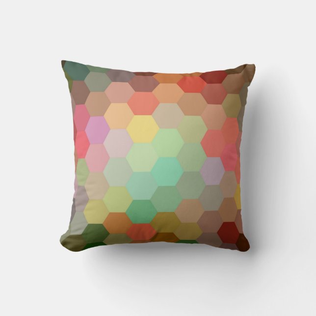 Multicolor Hexagon Chevron Pattern Cushion (Front)