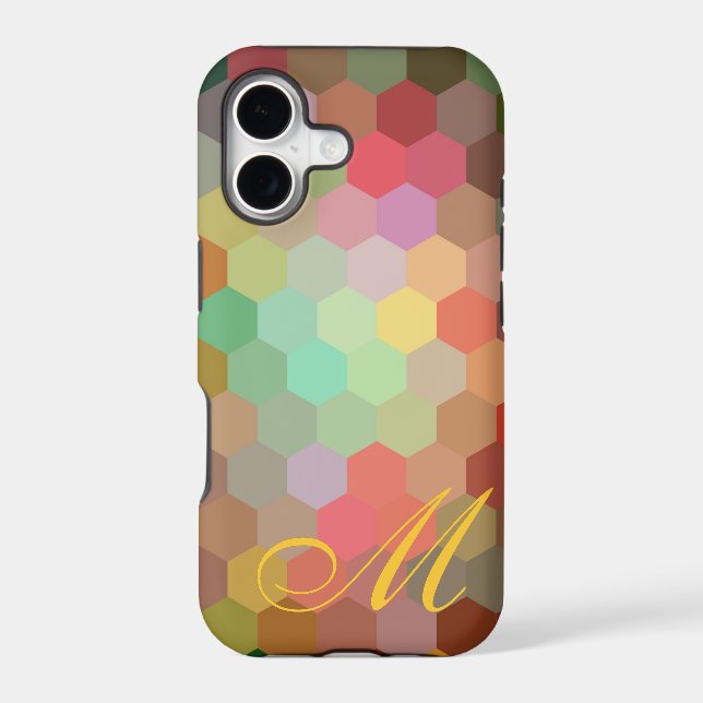 Multicolor Hexagon Pattern and Monogram (Back)