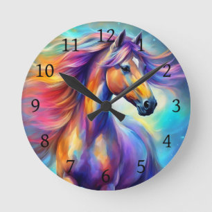 Multicolor Horse Colourful Round Clock