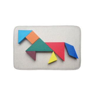Multicolor horse Tangram Bath Mat
