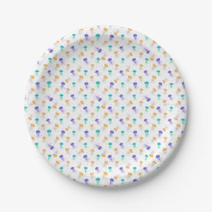 Multicolor jelly fish pattern paper plate