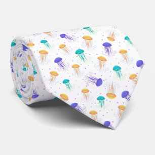 Multicolor jelly fish pattern tie