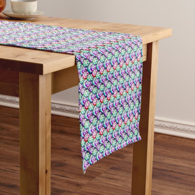 Multicolor Jewel Tone Snowflake Pattern Medium Table Runner (In Situ)