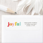 Multicolor "Joyful" Christmas Return Address Label<br><div class="desc">Personalised holiday address labels.</div>