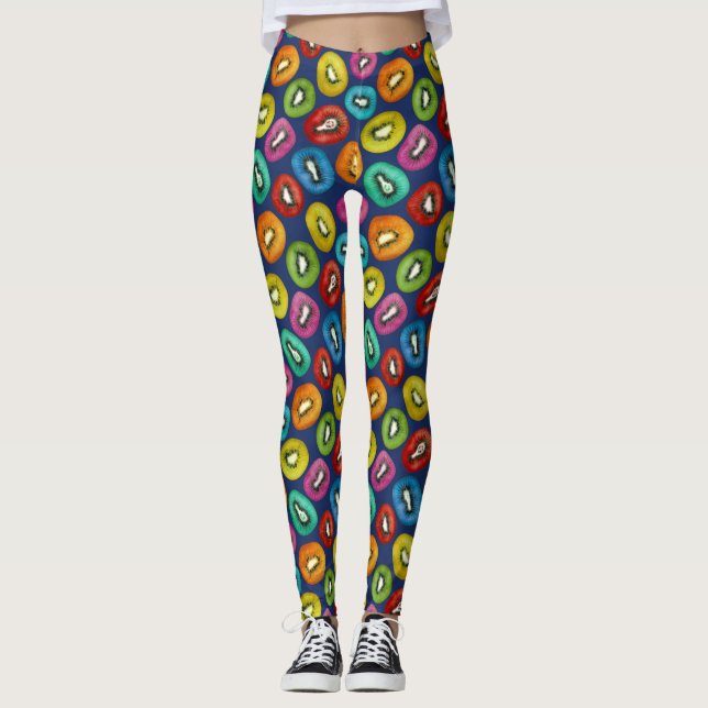 Multicolor Kiwi Pattern Leggings (Front)