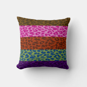Multicolor Leopard Print Skin Stripe Pattern 4 Cushion