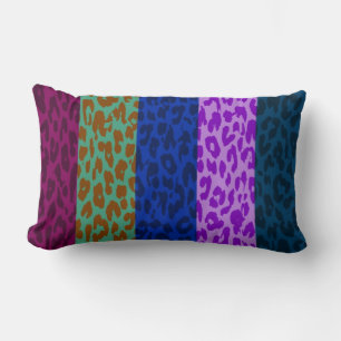 Multicolor Leopard Print Skin Stripe Pattern 4 Lumbar Cushion