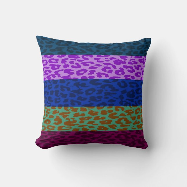 Multicolor Leopard Print Skin Stripe Pattern 7 Cushion (Front)