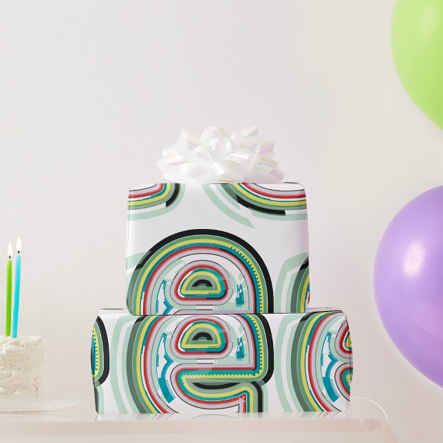 Multicolor Letter E Abstract Modern Typography  Wrapping Paper (Creator Uploaded)