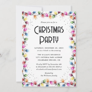 Multicolor Lights Snow Christmas Party Invitation