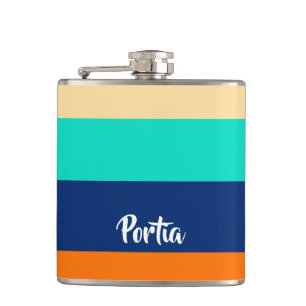 Multicolor lines patterned hip flask