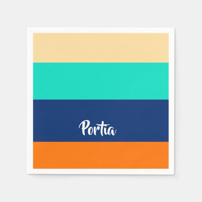 Multicolor lines patterned napkin (Front)