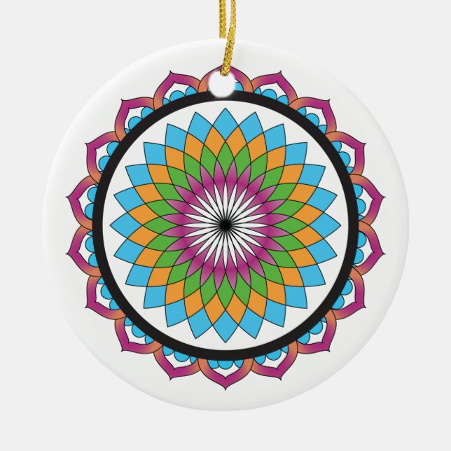 Multicolor Lotus Ceramic Tree Decoration (Front)