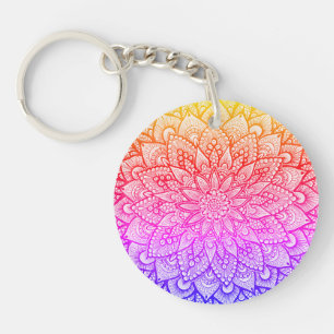 Multicolor Mandala Design Original Art Key Ring
