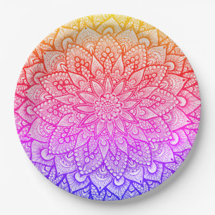 Multicolor Mandala Design Original Art Paper Plate