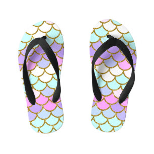 Multicolor Mermaid Scales Kid's Thongs