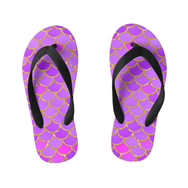 Multicolor Mermaid Scales Kid's Thongs (Footbed)