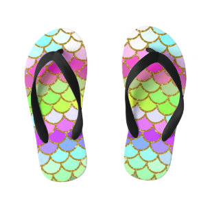 Multicolor Mermaid Scales Kid's Thongs
