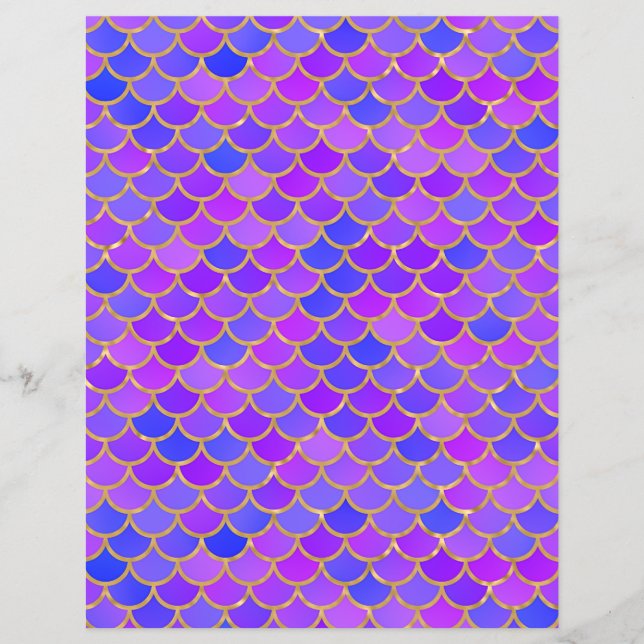 Multicolor Mermaid Scales Scrapbook Paper (Front)