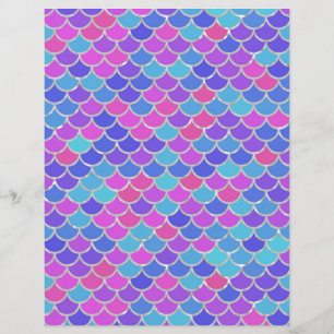 Multicolor Mermaid Scales Scrapbook Paper