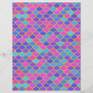 Multicolor Mermaid Scales Scrapbook Paper