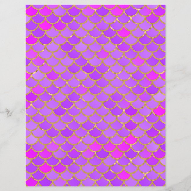 Multicolor Mermaid Scales Scrapbook Paper (Front)