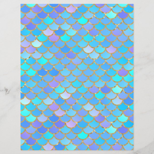 Multicolor Mermaid Scales Scrapbook Paper (Front)