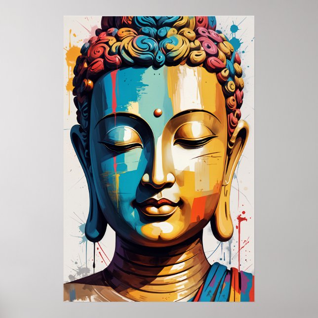 Multicolor Modern Art Buddha Poster (Front)