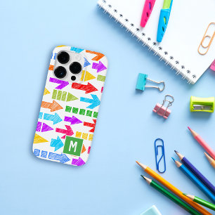 Multicolor Modern Geometric Arrow Pattern Monogram Case-Mate iPhone 14 Pro Case
