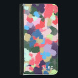Multicolor Modern Personalised Name Blue Green Samsung Galaxy S5 Wallet Case<br><div class="desc">Original digital acrylic painting with a bright colourful modern design in blues,  greens,  pinks and purple. Personalised with the name or text of your choice.</div>