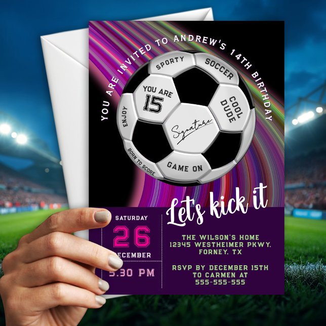 Multicolor Modern Sporty Soccer Birthday Invitation (Creator Uploaded)